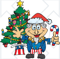 Clipart Illustration of an American Uncle Sam Celebrating Christmas