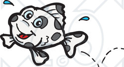 Clipart Illustration of a Spotted Cloned Leaping Fish With A Dalmatian Pattern