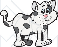 Clipart Illustration of a Spotted Cloned Cat With A Dalmatian Coat Pattern