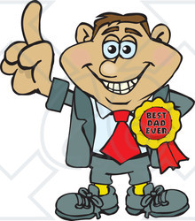 Royalty-free (RF) Clipart Illustration of a Proud Man Character Wearing A Best Dad Ever Ribbon