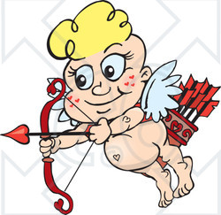 Royalty-free (RF) Clipart Illustration of a Match Making Cupid Shooting Arrows
