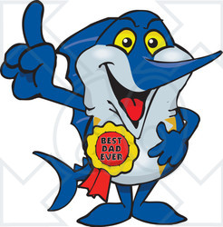 Royalty-free (RF) Clipart Illustration of a Marley Marlin Character Wearing A Best Dad Ever Ribbon