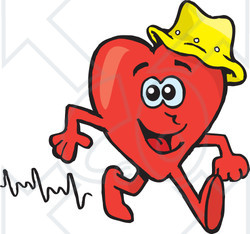 Royalty-Free (RF) Clipart Illustration of a Red Heart Wearing A Hat And Walking