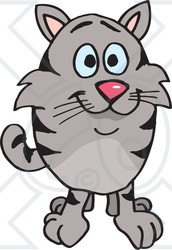 Royalty-Free (RF) Clipart Illustration of a Striped Kitty Cat Facing Front