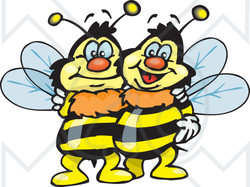 Royalty-Free (RF) Clipart Illustration of a Pair Of Happy Embracing Bees