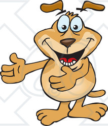 Royalty-Free (RF) Clipart Illustration of a Sparkey Dog Gesturing With His Arms Out To The Left