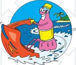 Royalty-Free (RF) Clipart Illustration of a Pink Soda Bottle Jet Skiing