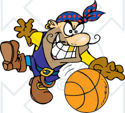 Royalty-Free (RF) Clipart Illustration of a Pirate Guy Playing Basketball