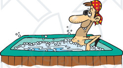 Royalty-Free (RF) Clipart Illustration of a Pirate Guy Soaking In A Hot Tub