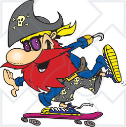 Royalty-Free (RF) Clipart Illustration of a Pirate Guy Skateboarding - Version 1