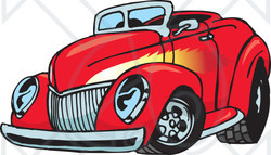 Royalty-Free (RF) Clipart Illustration of a Red Convertible Hot Rod ...