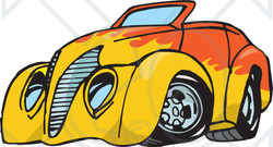 Royalty-Free (RF) Clipart Illustration of an Orange Convertible Hot Rod ...