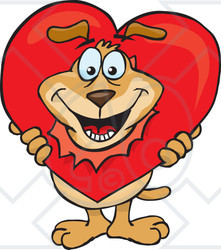 Royalty-Free (RF) Clipart Illustration of a Sparkey Dog Breaking His Head Through A Heart